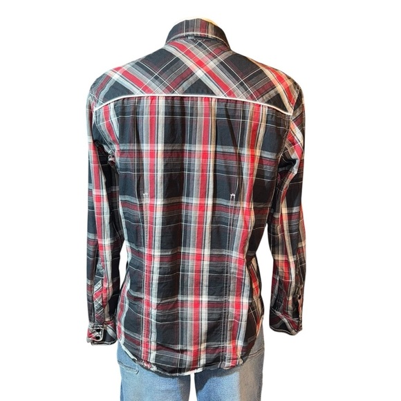 Helix Men’s Western Long Sleeve Shirt Size S Red Black Snaps Yoke Fitted - Picture 2 of 8